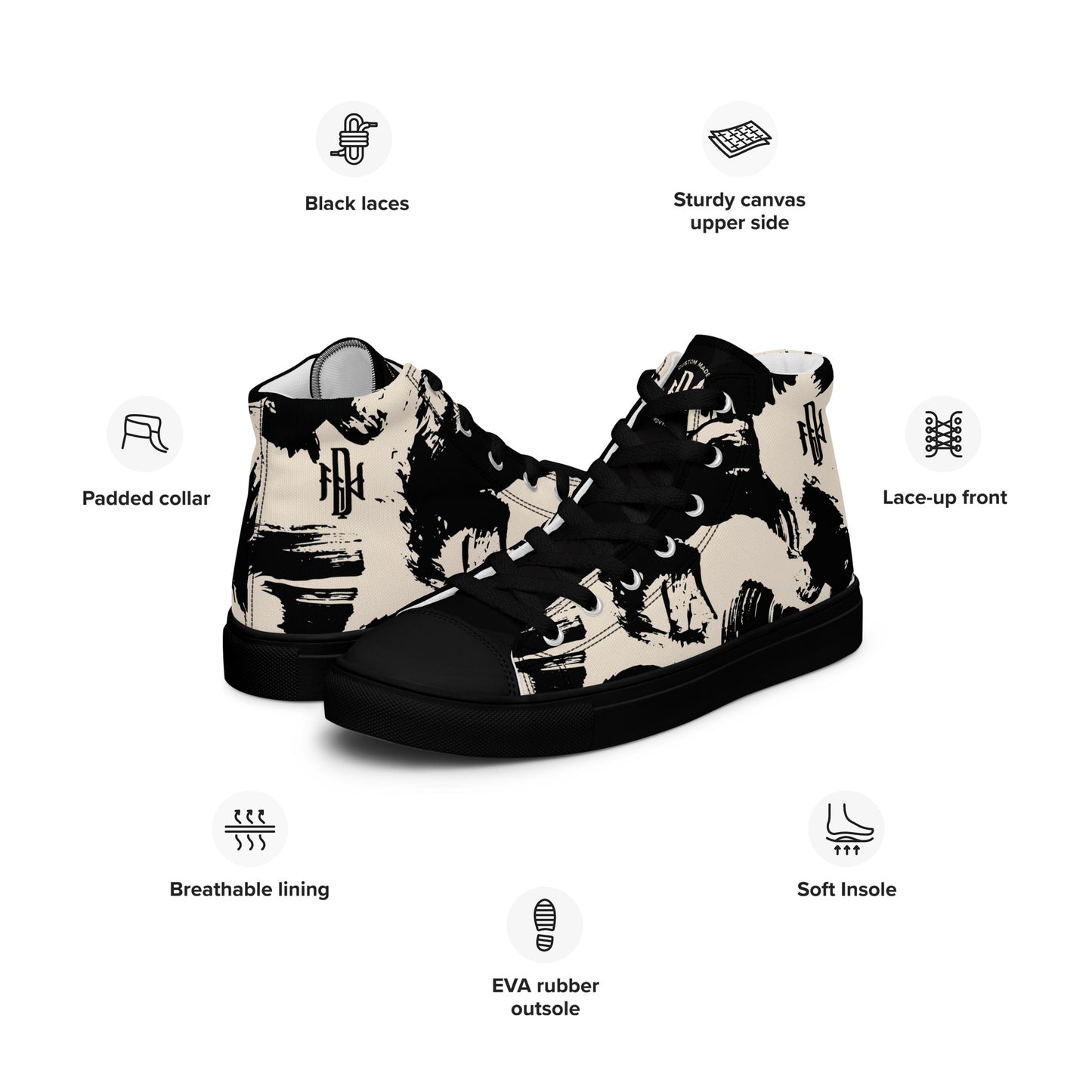 LIVE MUSIC / DNY - Men’s High Top Canvas Shoes