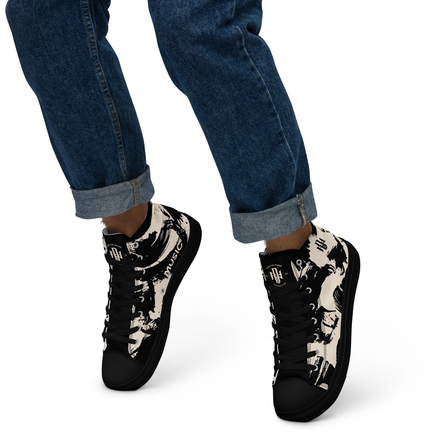 LIVE MUSIC / DNY - Men’s High Top Canvas Shoes