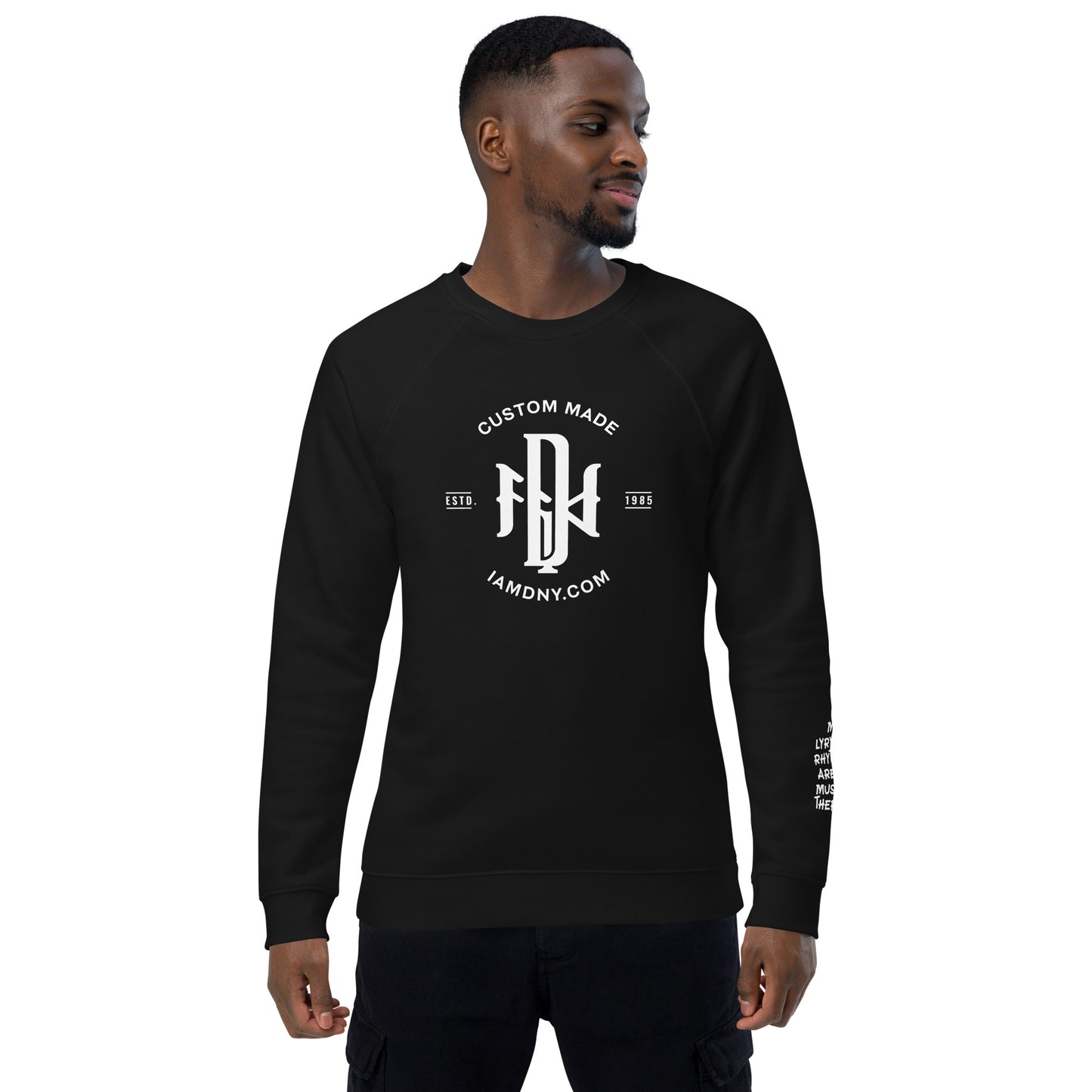 DNY "Where Words Fail ..." Unisex Organic Raglan Sweatshirt